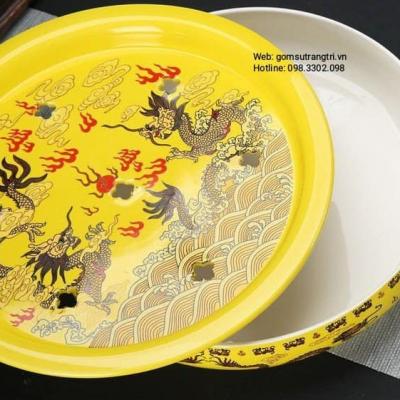 BỘ ẤM CHÉN 2 LỚP RỒNG VÀNG